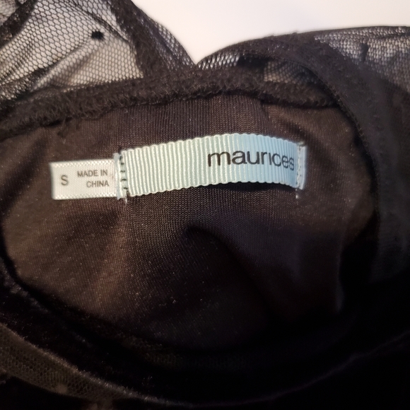 Velvet peplum top with mesh insert - Picture 8 of 8